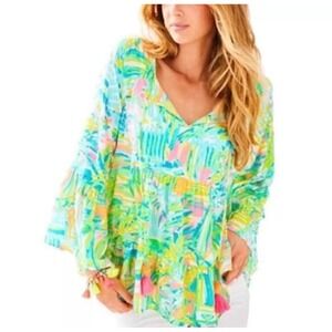 Lilly Pulitzer Amisa Tassel‎ Top in Sea Salt and Sun Women's Top XS